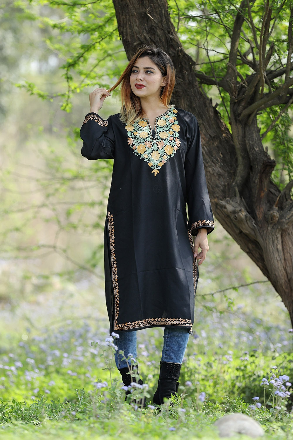 Buy Gorgeous Silk Olive Green kurti Online - LSTV02517 | Andaaz Fashion